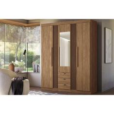 Imagem de Guarda Roupa 3 Portas (1 c/ Espelho) e 3 Gavetas Aurora 3.3 Jatobá - Santos Andirá