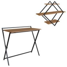 Imagem de Escrivaninha Dobravel Nicho Losango 62x80 Cm Industrial 22x18 Mell Preto Pp Mell Preto