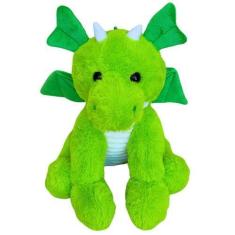 Imagem de Dragão De Pelúcia Com Asas 30cm Verde Vermelho Decoração - Fizzy, Verd