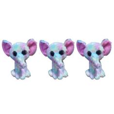 Imagem de Kit C/3x Brinquedo de Pelúcia  Elefante Colorido - Ty Rara