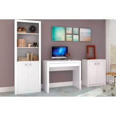 Imagem de Escritório Completo 1 Mesa De Computador Me4107 + 1 Balcão Me4103 + 1 Estante Me4110 3 Peças Branco