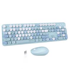 Imagem de Combos de teclado e mouse sem fio ubotie Colorful Typewriter