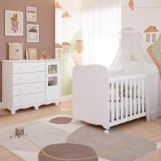 Imagem de Quarto De Bebê Completo Berço Americano E Cômoda Uli 100% MDF Moveis P