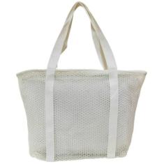 Imagem de Bolsa De Praia Branca Tote Bag Tela Mesh Emborrachada Verão Feminina