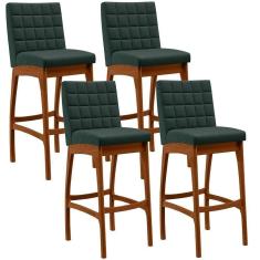 Imagem de Kit 04 Banquetas Altas Mila Linho Verde Musgo
