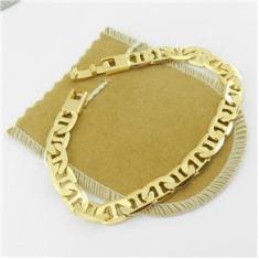 Imagem de Pulseira Masculina 23cm 8mm Largura Folheada Ouro PL172