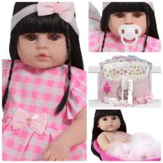 Imagem de Boneca Reborn Menina Morena 100% Vinil Siliconado Pode Banho - Cegonha