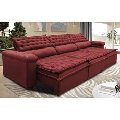 Imagem de Sofá Retrátil e Reclinável 3,52m Molas Ensacadas Cama Inbox Botonê Espuma Viscoelástico Vermelho