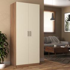 Imagem de Guarda-roupa Compacto 2 Portas Monarca Castanho/offwhite