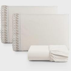 Imagem de Jogo de Lençol Lese Percal 180 Fios Queen 3 Peças Barato - Palha