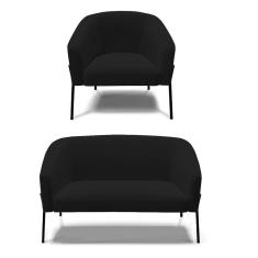 Imagem de Sofá Namoradeira E Poltrona Pé De Ferro Preto Stella Linho Preto A79 D03 - D'rossi