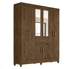 Imagem de Guarda Roupa Casal Portugal 8 Portas E 1 Gaveta Castanho Com Espelho - Moval
