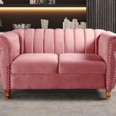 Imagem de Namoradeira Realeza Sofá Chesterfield Decoração Sala Recepção Estilo Retrô Rosa