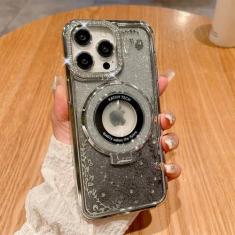 Imagem de Suporte caso luxo flor glitter diamante para iphone 14 11 12 15 13 pro max 14 15plus caso capa à prova de choque, prata, para iphone 15