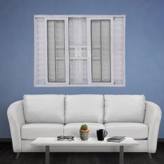 Imagem de Janela Veneziana de Alumínio 6 Folhas 120 x 120cm Linha 25 com Grade Branco