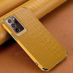 Imagem de Capa de telefone de textura de crocodilo para samsung galaxy note 20 ultra s21 s20 s10 plus a72 a52 a51 a71 a50 a70 capa de suporte magnético, amarelo sem suporte, para galaxy s22 ultra