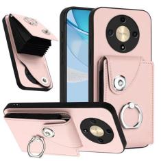 Imagem de Kainevy Capa carteira para Honor Magic 6 Lite de couro fofa Honor Magic 6 Lite com suporte para cartão e anel de suporte, fecho magnético, capa protetora resistente à prova de choque de silicone e