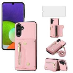 Imagem de Asuwish Capa de telefone para Samsung Galaxy A35 5G capa carteira com zíper com protetor de tela e compartimento para cartão de crédito alça transversal alça longa de couro A 35 35A A355G mulheres