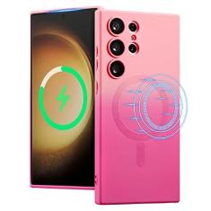 Imagem de UEEBAI Capa magnética para Samsung Galaxy S23 5G, capa de cor neon gradiente de luxo compatível com MagSafe capa de carregador com protetor de lente de câmera bonita capa de telefone para mulheres e