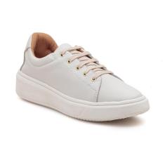 Imagem de Tênis Feminino Casual Couro Básico Amarração Confortável-Feminino