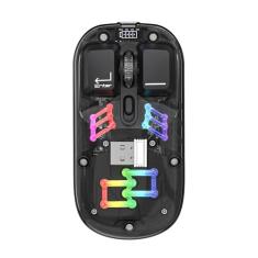 Imagem de Mouse sem fio transparente de modo duplo Black Iron Ox H118 Mouse sem fio de modo duplo 2.4G + Bluetooth Tampa superior magnética com exibição de energia DPI Três graus ajustáveis