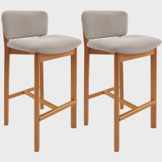 Imagem de Kit 02 Banquetas Alta Para Cozinha Sala de Jantar Bar Dara L02 Bouclê Creme - Lyam Decor