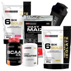 Imagem de Kit 2X Whey Isolado Six Gold 2Kg + Waxy Maize 800G + Power Creatina 10