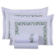 Imagem de Jogo De Cama Lençol Square King Bordado 4 Pçs - Branco - Casa Show Enx