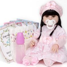 Imagem de Boneca Reborn Realista Morena Fofa Vinil Siliconado Bonita - Cegonha R