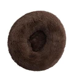 Imagem de Cama calmante para cães e gatos, cama para cães antiansiedade, cama redonda para cães e gatos, almofada macia e aconchegante para aquecer a pele, cor café 110 x 110 cm