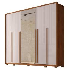 Imagem de Guarda Roupa Casal 6 Portas Com Espelho 265cm Quintus Freijó Off White Caemmun