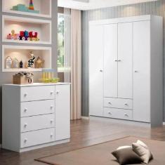 Imagem de Guarda-roupas Phoenix Baby Elisa Mdf 4 Porta 2 Gaveta Branco