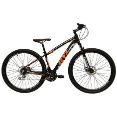 Imagem de Bicicleta Aro 29 Gti Roma Alumínio 27v Freio Disco Mecânico Garfo Suspensão - Preto/laranja Tam.15