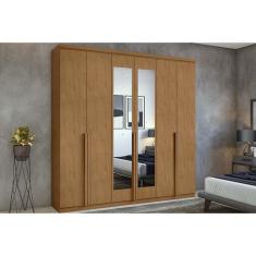 Imagem de Guarda Roupa Casal 6 Portas (2 c/ Espelho) e 4 Gavetas Alonzo New Amêndoa - Lopas