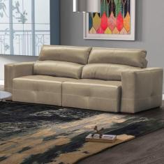 Imagem de Sofá Decorativo Monica 3 Lugares Sala de estar 252cm Reclinável e Retrátil Couro Avelã G40 - Gran Belo