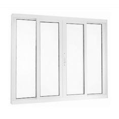 Imagem de Janela 100x120 4 Folhas Vidro -Alumínio Branco - Linha 25 Suprema. 