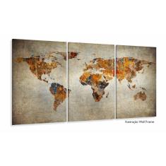 Imagem de Quadro Mapa Mundi Rústico Para Sala Quarto Escritório 120x60