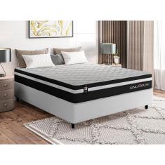 Imagem de Conjunto Cama Box c/ Molas Ensacadas Durham Preto Casal 138x188x60