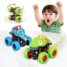 Imagem de Caminhão de dinossauro de brinquedo LODBY Pull Back para crianças de 2 anos ou mais com 2 crianças