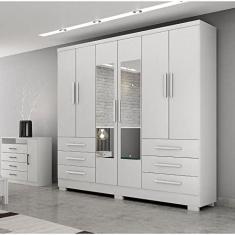 Imagem de Guarda Roupa Casal com Espelho 6 Portas 6 Gavetas Dakar Novo Horizonte Branco