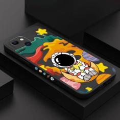 Imagem de Capa de telefone de astronauta do espaço bonito dos desenhos animados para iPhone 15 Capas para iPhone 14 13 12 11 Pro Max XR XS X 7 8 15 Plus Capa de silicone fosca, 4, para iPhone 13Pro Max