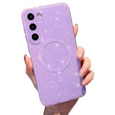 Imagem de MINSCOSE Capa de celular magnética neon para Samsung Galaxy S23 Plus [compatível com Magsafe], linda capa brilhante com glitter, fina, à prova de choque, para mulheres e meninas para Samsung Galaxy