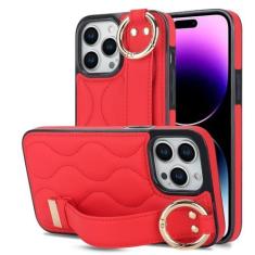 Imagem de Capa de telefone com pulseira de couro PU para iPhone 15 14 Plus 13 12 Mini 11 Pro Max X XS XR 7 8 Plus Capa de suporte, vermelha, para iPhone 7Plus (8Plus)