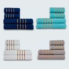 Imagem de Jogo De Toalhas 16 p? Cole??O Montreal 100% Algod? O Az + vd + br + cz