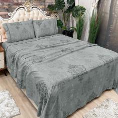 Imagem de Jogo De Cama Lençol Queen Colonial Percal 300 Fios 4 Peças - Cinza