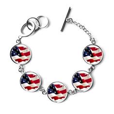 Imagem de DIYthinker Pulseira com mapa da bandeira dos Estados Unidos com estrelas e listras