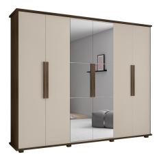 Imagem de Guarda Roupa Com Espelho 6 Portas Bolzano Freijó Off White