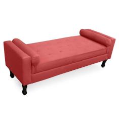 Imagem de Recamier Baú Namoradeira 195cm Felix Suede Vermelho - Montanaris Decor