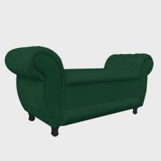 Imagem de Recamier com Baú Grécia Namoradeira Calçadeira Suede Verde - D'Rossi