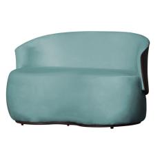 Imagem de Namoradeira 2 Lugares Orgânica Decorativa Beatriz Veludo Azul Turquesa/PU Marrom - Montanaris Decor